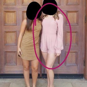 One shoulder pink romper